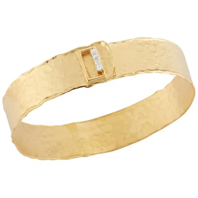 Pre-owned I. Reiss Handcrafted 14 Karat Yellow Gold Hammered Cuff Bracelet