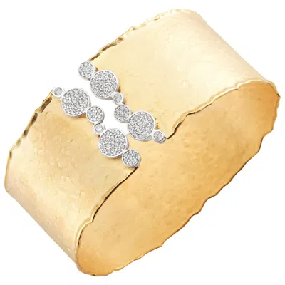 Pre-owned I. Reiss Handcrafted 14 Karat Yellow Gold Hammered Cuff Bracelet