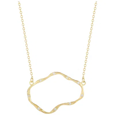 Pre-owned I. Reiss Handcrafted 14 Karat Yellow Gold Hammered East-to-west Open Freeform Necklace