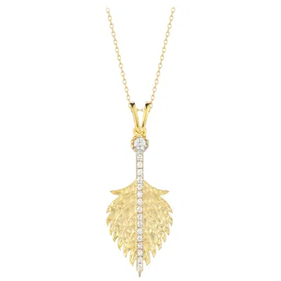 Pre-owned I. Reiss Handcrafted 14 Karat Yellow Gold Hammered Feather Pendant