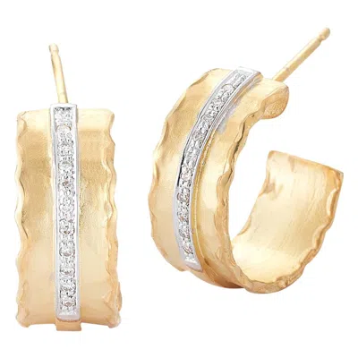 Pre-owned I. Reiss Handcrafted 14 Karat Yellow Gold Hammered Hoop Earrings