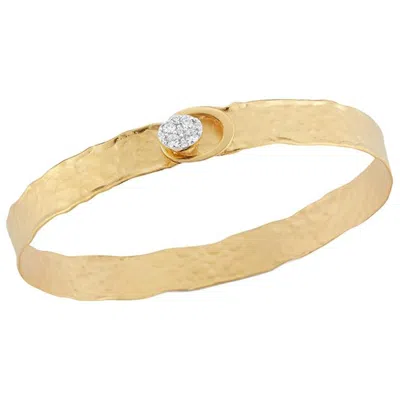 Pre-owned I. Reiss Handcrafted 14 Karat Yellow Gold Hammered Narrow Cuff Bracelet