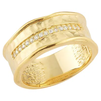 Pre-owned I. Reiss Handcrafted 14 Karat Yellow Gold Hammered Narrow Ring