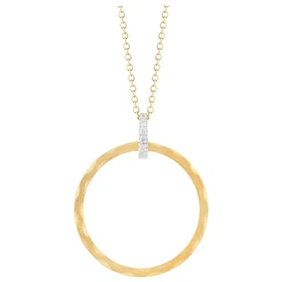 Pre-owned I. Reiss Handcrafted 14 Karat Yellow Gold Hammered Open Circle Pendant