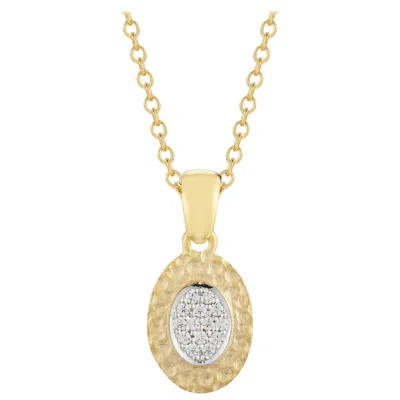 Pre-owned I. Reiss Handcrafted 14 Karat Yellow Gold Hammered Oval Pendant