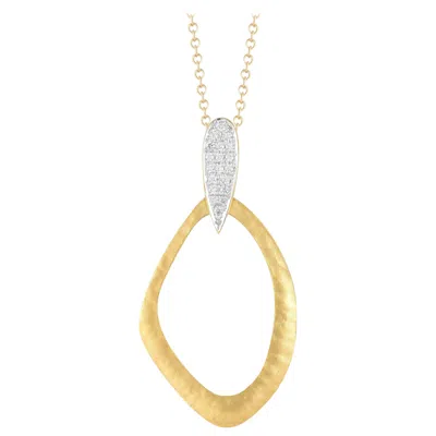 Pre-owned I. Reiss Handcrafted 14 Karat Yellow Gold Hammered Pendant Accented With Diamonds