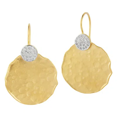Pre-owned I. Reiss Handcrafted 14 Karat Yellow Gold Hammered Round-shaped Earrings