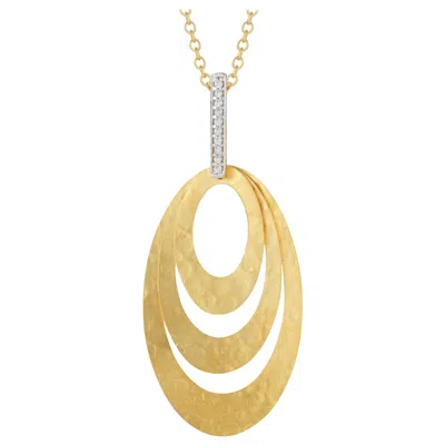 Pre-owned I. Reiss Handcrafted 14 Karat Yellow Gold Hammer-finished Concentric-ovals Pendant
