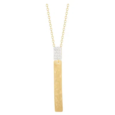 Pre-owned I. Reiss Handcrafted 14 Karat Yellow Gold Hammer-finished Drop Stick Pendant