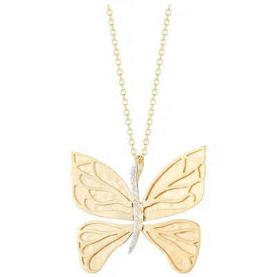 Pre-owned I. Reiss Handcrafted 14 Karat Yellow Gold Matt And Polish-finished Butterfly Pendant