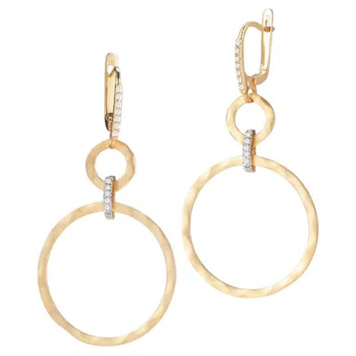 Pre-owned I. Reiss Handcrafted 14 Karat Yellow Gold Open Circle Drop Earrings