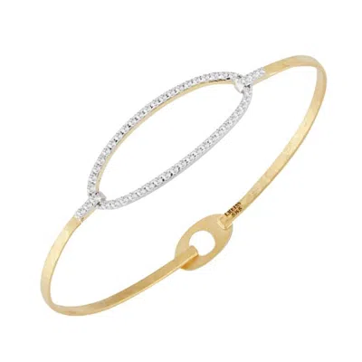 Pre-owned I. Reiss Handcrafted 14 Karat Yellow Gold Open Diamond Oval Bangle