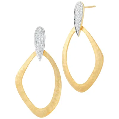 Pre-owned I. Reiss Handcrafted 14 Karat Yellow Gold Open Freeform Hammered Earrings