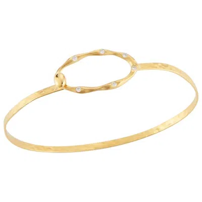 Pre-owned I. Reiss Handcrafted 14 Karat Yellow Gold Open Oval Bangle Bracelet