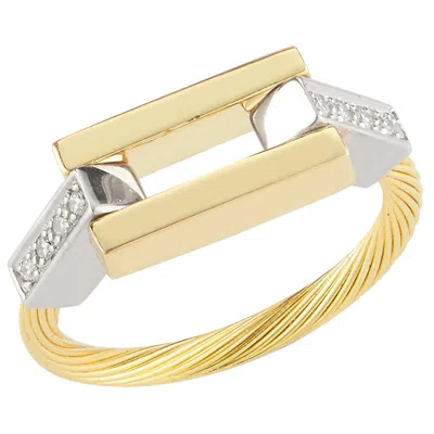 Pre-owned I. Reiss Handcrafted 14 Karat Yellow Gold Open Rectangle Wire Ring