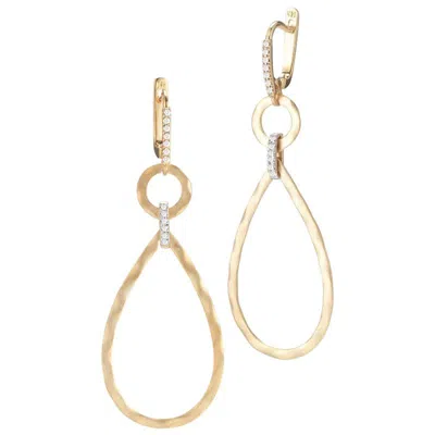 Pre-owned I. Reiss Handcrafted 14 Karat Yellow Gold Open Tear-drop Dangling Earrings