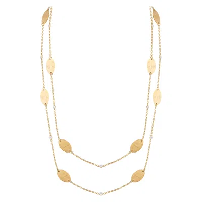 Pre-owned I. Reiss Handcrafted 14 Karat Yellow Gold Oval Motif Gold By The Yard Necklace