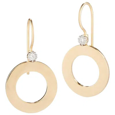 Pre-owned I. Reiss Handcrafted 14 Karat Yellow Gold Polish-finished Open Circle Earrings