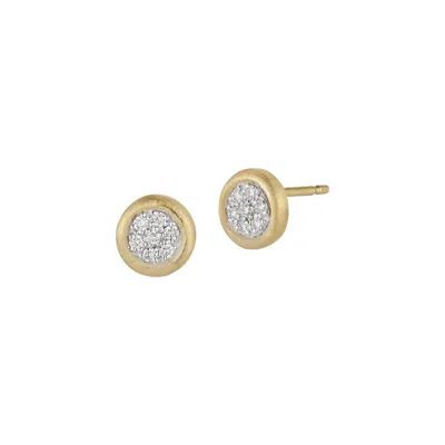 Pre-owned I. Reiss Handcrafted 14 Karat Yellow Gold Round Stud Diamond And Gold Earrings