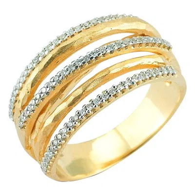Pre-owned I. Reiss Handcrafted 14 Karat Yellow Gold Small Hammered Arch Ring