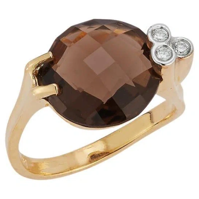 Pre-owned I. Reiss Hand-crafted 14 Karat Yellow Gold Smokey Topaz Color Stone Cocktail Ring