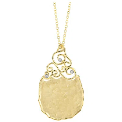 Pre-owned I. Reiss Handcrafted 14 Karat Yellow Gold Tear-drop Filigree Pendant