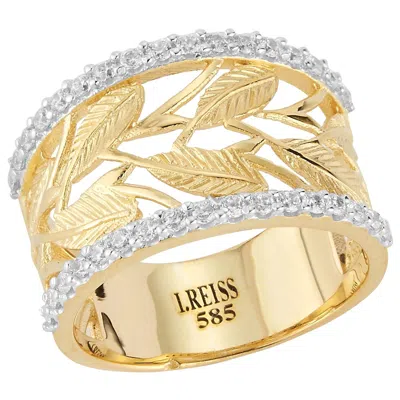 Pre-owned I. Reiss Handcrafted 14 Karat Yellow Gold Vine Leaf Filigree Ring