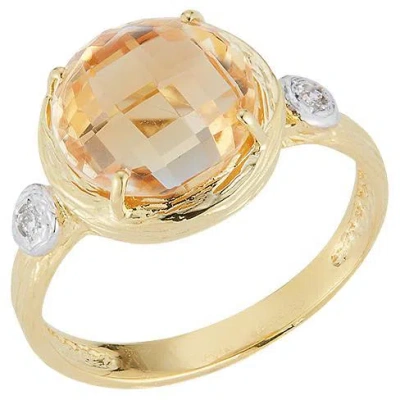 Pre-owned I. Reiss Hand-crafted 14k Gold 0.03 Ct. Tw. Diamond & 3.35ct Citrine Cocktail Ring In Multi
