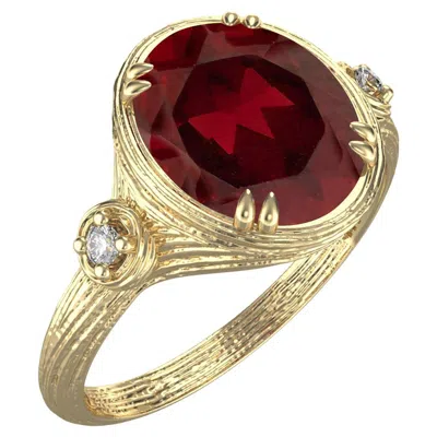 Pre-owned I. Reiss Hand-crafted 14k Gold 0.05 Ct. Tw. Diamond & 3.5ct Garnet Cocktail Ring In Multi