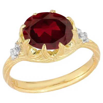 Pre-owned I. Reiss Hand-crafted 14k Gold 0.05 Ct. Tw. Diamond & 4.9ct Garnet Cocktail Ring In Multi