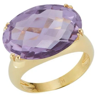 Pre-owned I. Reiss Hand-crafted 14k Gold 10.2ct Amethyst Cocktail Ring In Purple