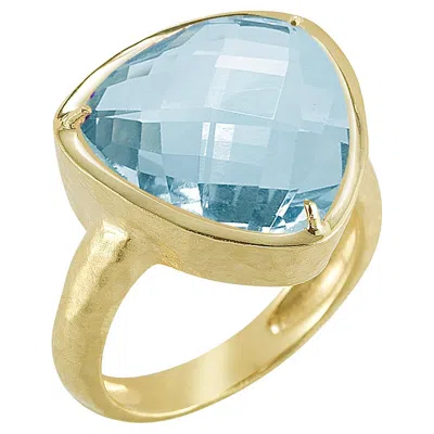 Pre-owned I. Reiss Hand-crafted 14k Gold 12.25 Ct. Tw. 15mm Blue Topaz Color Stone Ring