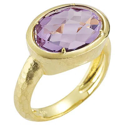 Pre-owned I. Reiss Hand-crafted 14k Gold 5.35ct Amethyst Cocktail Ring In Purple