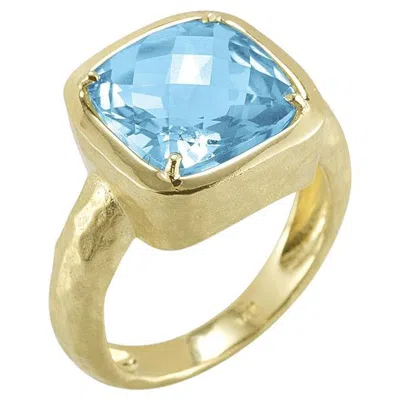 Pre-owned I. Reiss Hand-crafted 14k Gold 8.0ct Blue Topaz Cocktail Ring