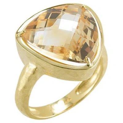 Pre-owned I. Reiss Hand-crafted 14k Gold 9.2 Ct. Tw. 15mm Citrine Color Stone Ring In Multi