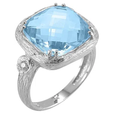 Pre-owned I. Reiss Hand-crafted 14k White Gold Blue Topaz Cocktail Ring