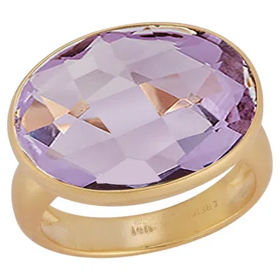 Pre-owned I. Reiss Hand-crafted 14k Yellow Gold Amethyst Color Stone Cocktail Ring