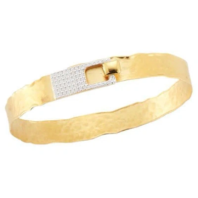 Pre-owned I. Reiss Hand-crafted 14k Yellow Gold Buckle Cuff Bracelet