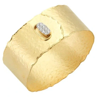 Pre-owned I. Reiss Hand-crafted 14k Yellow Gold Button Cuff Bracelet.