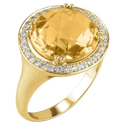 Pre-owned I. Reiss Hand-crafted 14k Yellow Gold Citrine Color Stone Cocktail Ring