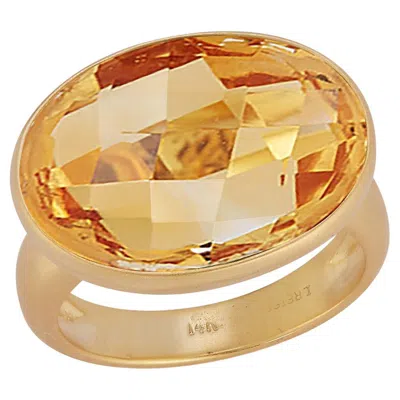 Pre-owned I. Reiss Hand-crafted 14k Yellow Gold Citrine Color Stone Cocktail Ring