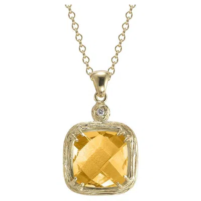 Pre-owned I. Reiss Hand-crafted 14k Yellow Gold Citrine Color Stone Pendant