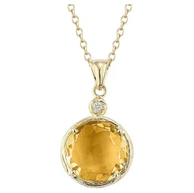 Pre-owned I. Reiss Hand-crafted 14k Yellow Gold Citrine Color Stone Pendant