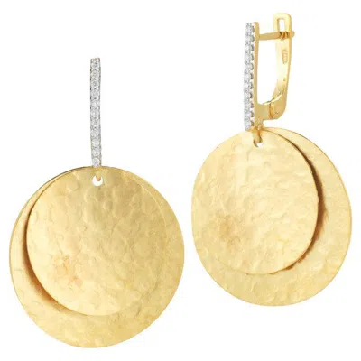 Pre-owned I. Reiss Hand-crafted 14k Yellow Gold Dangling Disk Earrings