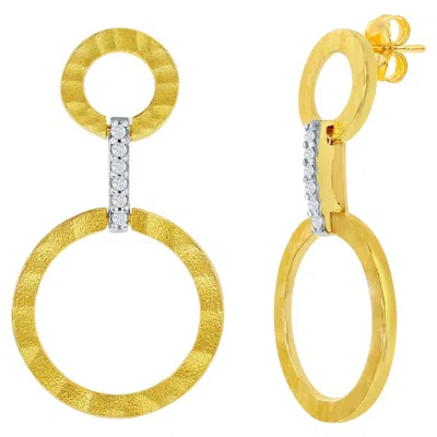 Pre-owned I. Reiss Hand-crafted 14k Yellow Gold Dangling Open Circle Link Earrings