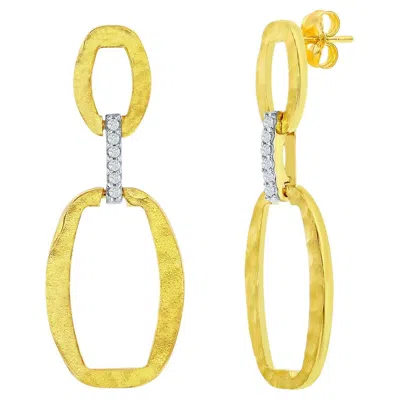 Pre-owned I. Reiss Hand-crafted 14k Yellow Gold Dangling Open Ellipse Link Earrings