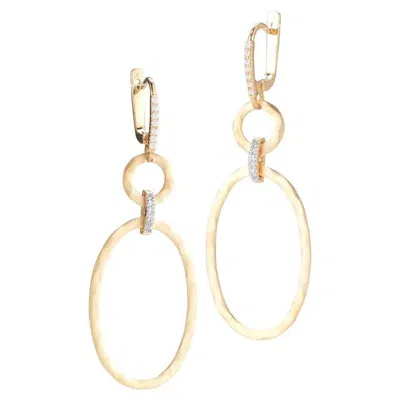 Pre-owned I. Reiss Hand-crafted 14k Yellow Gold Dangling Open Link Oval Earrings