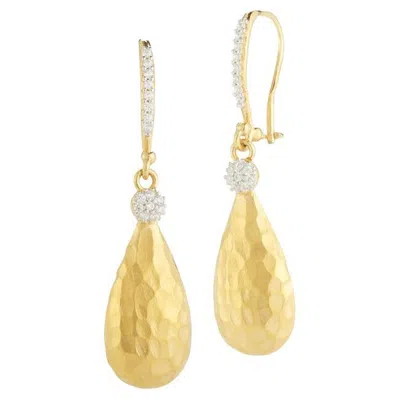 Pre-owned I. Reiss Hand-crafted 14k Yellow Gold Dangling Tear-drop Earrings