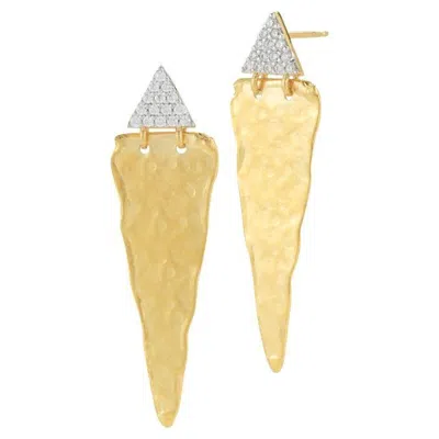 Pre-owned I. Reiss Hand-crafted 14k Yellow Gold Dangling Triangle Earrings