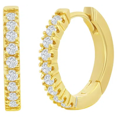 Pre-owned I. Reiss Hand-crafted 14k Yellow Gold Diamond Hoop Earrings